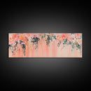 Floral Wildflower Painting Framed Canvas Print, Watercolor Botanical Prints in Peach and Green, Vertical Rustic Farmhouse Wall Art