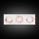 Wildflower Wreath Painting Framed Canvas Print in Pastel Pink and Green, Vertical Rustic Farmhouse Artwork, Botanical Gift Idea