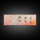 Moroccan Lanterns Canvas Print Pink Orange Wall Art Boho Decor Rustic Living Room Artwork Horizontal Farmhouse Style Gift Idea