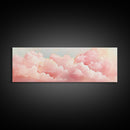 Dreamy Pink Clouds Canvas Print, Light Pink Wall Art, Minimalist Sky Art, Bedroom Decor, Soft Pastel Landscape Art, Horizontal Wall Art
