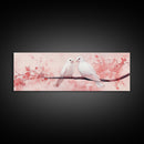 White Dove Painting on Cherry Branch, Canvas Print, Cherry Blossom Art, Bedroom Aesthetic, Whimsical Decor, Spring Wall Art Style
