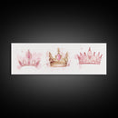 Framed Canvas Print of Elegant Crowns in Pink and Gold Perfect Gift Idea or Dorm Room Light Pink Wall Art with Royal Aesthetic