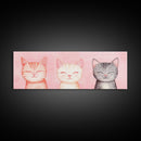 Framed Canvas Print of Whimsical Cat Portraits in Pink Shades Featuring Cute Wall Art for Pet Lovers’ Room or Playful Dorm Decor