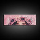 Floral Crown Canvas Print Pink Rose Painting Goddess Art Print Feminine Wall Art Botanical Artwork Whimsical Framed Bedroom Art