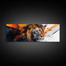 Vibrant Lion Abstract Framed Canvas Print, Lion Wall Art, Colorful Painting, Rustic Wall Art, Gift Idea, Above Couch Art, Living Room Decor
