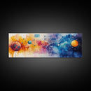 Framed Canvas Print of Cosmic Science Art with Space Diagrams, Therapy Art, Sacred Geometry Wall Art, Horizontal Living Room Art
