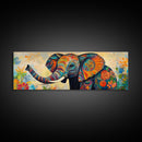 Elephant Wall Art Canvas Print with Colorful Abstract Design, Whimsical Art, African Art, Gift Idea, Bedroom Art, Farmhouse Decor