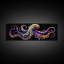 Vibrant Octopus Art Canvas Print Coastal Decor Nautical Wall Art Gift Idea Underwater Ocean Life Abstract Extra Wide Horizontal