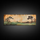 Japanese-Inspired Golf Scene Framed Canvas Print – Rustic Decor, Golf Art, Panoramic Art, Horizontal Wall Art, Gift Idea For Him