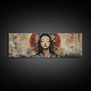Radiant Goddess Framed Canvas Print Art Nouveau Style Japanese-Inspired Goddess Art Print Bedroom Wall Decoration