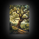 Majestic Oak Tree Framed Canvas Print Rustic Landscape Painting Oak Tree Art Above Couch Decor Living Room Wall Art Gift Idea