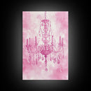 Pink Crystal Chandelier Canvas Print | Romantic Light Decor | Rustic Wall Art | Elegant Bedroom Art | Above Bed Wall Art | Farmhouse Decor