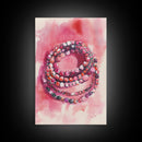 Vibrant gemstone bracelet painting with framed canvas print, gemstone painting, pink abstract art, moody art, living room decor
