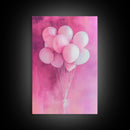 Pink Balloons Canvas Print, Whimsical Art, Pink Abstract Art, Party Wall Art, Light Pink Wall Art, Living Room Art, Artistic Decor, Gift Idea