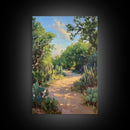 Serene GardenPath Canvas Print Southwest Wall Art Rustic Decor Above Bed Art Farmhouse Wall Art Gift Idea Landscape Painting