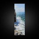 Ocean Waves, rocky beach seascape, coastal painting, nautical decor, landscape painting, extra wide art, Canvas Print