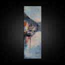 Harbor Boats, Nantucket painting, seascape painting, lake Tahoe art, rustic wall art, gift idea for her, Canvas Print, living room art