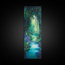 Mystical Forest, Wabi Sabi Art, Zen Wall Art, Forest at Dusk Painting, Tall Skinny Art, Moody Art, Extra Wide Art, Canvas Print