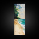 Beach Shoreline, Coastal Painting, Nautical Wall Art, Ocean Landscape, Minimalist Art, Framed Canvas Print