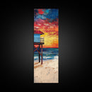 Lifeguard Tower, Surf Wall Art, Coastal Cowgirl Decor, Beach Painting, Nautical Wall Art, Framed Canvas Print