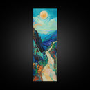 Mountain Painting, Canvas Print, sunset wall art, pink orange wall art, extra wide art, panoramic painting, landscape painting