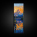 Landscape Painting, Framed Canvas Print, blue and green wall art, panoramic painting, extra wide art, mountain painting