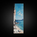 Seaside Cliff, painting morro bay, coastal wall art, framed canvas print, blue and green wall art, landscape painting, boho art