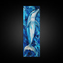 Dolphin painting, ocean life wall art, blue and green wall art, nautical painting, marine life decor, framed canvas print