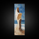 Surreal Beach Rock, coastal decor, wabi sabi art, abstract landscape painting, framed canvas print, above couch art