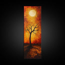 Sunset Tree, moody art, wabi sabi art, pine tree art, autumn painting, framed canvas print, dark romance painting