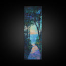 Sunset Pathway Art, Coastal Painting, Wabi Sabi Art, Above Bed Wall Art, Seascape Painting, Framed Canvas Print, Nautical Decor