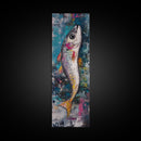 Fish Art, koi fish painting, fly fishing art, trout art, coastal decor, blue and green wall art, Canvas Print, living room art