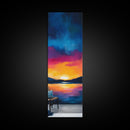 Sunset Over Water, Lake Tahoe Art, Bold Colors, Framed Canvas Print, Tall Narrow Art, Boho Art, Above Bed Wall Art, Panoramic Art