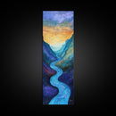 Sunset River, Horizon Painting Gray White, Lake Tahoe Art, Moody Art, Southwest Wall Art, Framed Canvas Print, Vertical Wall Art