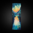 Moody Landscape Art, Sunset Painting, Smoky Mountain Art, Rustic Wall Art, Blue and Green Wall Art, Framed Canvas Print, Gift Idea