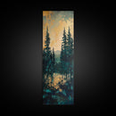 Forest Landscape, moody art, pine tree art, forest at dusk painting, mountain painting, rustic wall art, framed canvas print