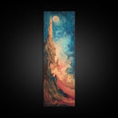 Fantasy Moon, Ozymandias art, dark romance painting, moon oil painting, moody art, framed canvas print, tall skinny art