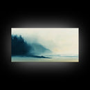 Misty Forest, smoky mountain art, pine tree art, moody art, wabi sabi wall art, green wall art, bedroom art, Framed Canvas Print