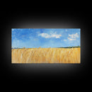 Wheat Field, landscape painting, farmhouse art, rustic wall art, extra wide art, bedroom art, framed canvas print, gift idea