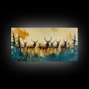 Deer Herd Painting, rustic wall art, farmhouse art, wildlife painting, nature painting, framed canvas print, woodland decor