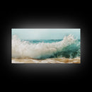 Ocean Wave, Beach Splash, Panoramic Art, Framed Canvas Print, Surf Wall Art, Nautical Decor, Coastal Wall Art, Extra Wide Art