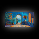 Moroccan Archway, Coastal Decor, Canvas Print, Moroccan Wall Art, Nautical Painting, Coastal Painting, Boho Art, Ocean View