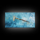 Wabi sabi art, minimalist art, framed canvas print, extra wide art, abstract painting, rustic wall art, textured blue wall decor