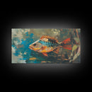 Trout, fish, colorful painting, fisherman painting, rustic wall art, trout art, framed canvas print, extra wide art, gift idea