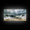 Stormy Ocean, Seascape Painting, Nautical Painting, Coastal Landscape Art, Horizontal Wall Art, Canvas Print, Rustic Decor
