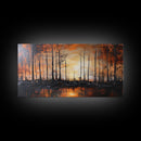 Forest at Dusk, moody art, fall landscape painting, pine tree art, framed canvas print, extra wide art, autumn wall art, rustic decor