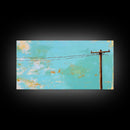 Power Lines, minimalist art, boho wall art, extra wide art, blue and green wall art, wabi sabi art, above sofa art, Canvas Print