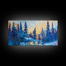 Pine trees, winter landscape, moody forest, framed canvas print, pine tree art, smoky mountain art, rustic wall art