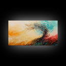 Windy Autumn, Framed Canvas Print, fall wall art, abstract landscape, extra wide painting, panoramic painting, autumn decor