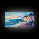 Coastal Cliffs, Sunset Ocean View, Seascape Wall Art, Coastal Landscape Art, Nautical Decor, Framed Canvas Print, Extra Wide Art
